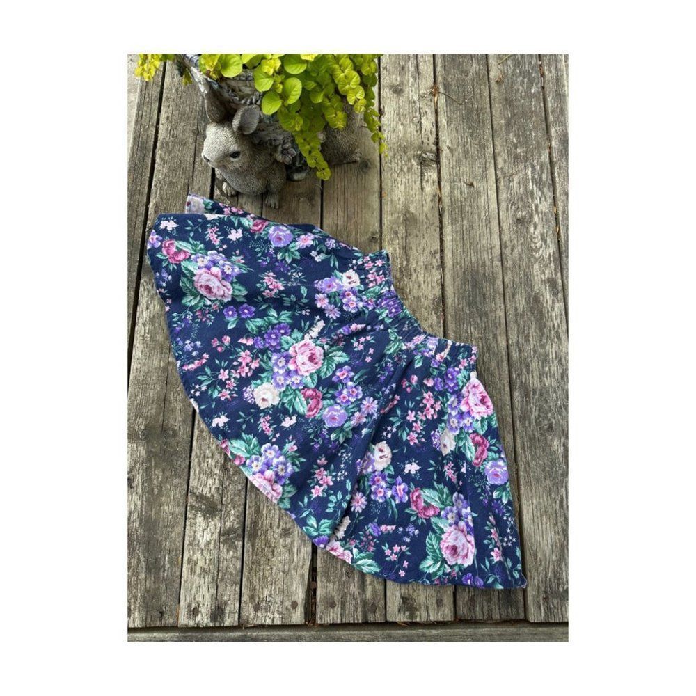 Vintage 80s Eve Byer California 100% Cotton Mini Skirt Circle Skater Floral 6X